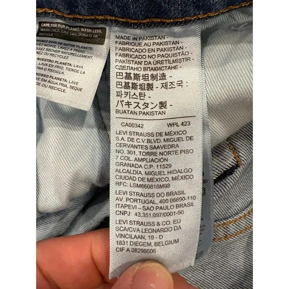 Levis 511 Premium Jeans Mens 34x30 Blue Slim Fit Tapered Leg Distressed Stretch
